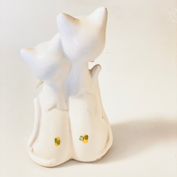 Mid Century Ceramic Cat Pair Boy Girl Vintage Figurine Bows Cat Lover - Picture 4 of 7